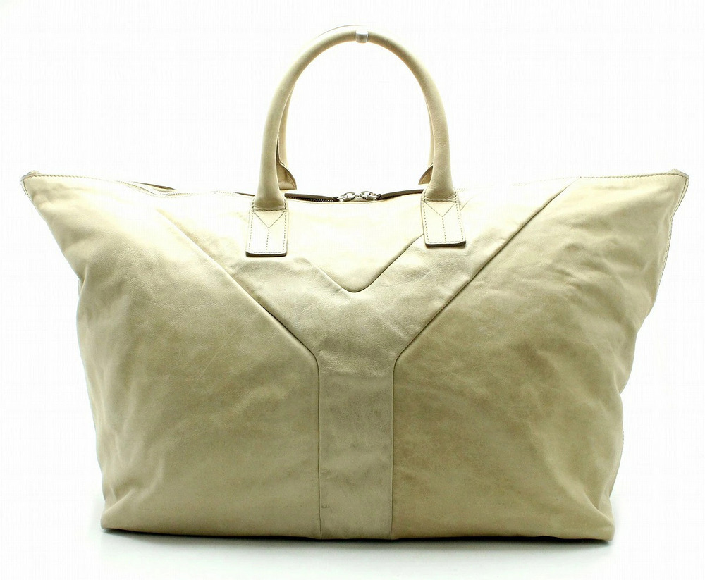 Saint Laurent Yves YSL Easy Bag Handbag Tote Beige Cream Ivory White